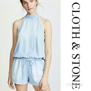 LIKE NEW ANTHROPOLOGIE Cloth & Stone Chambray Romper Sz L $189!